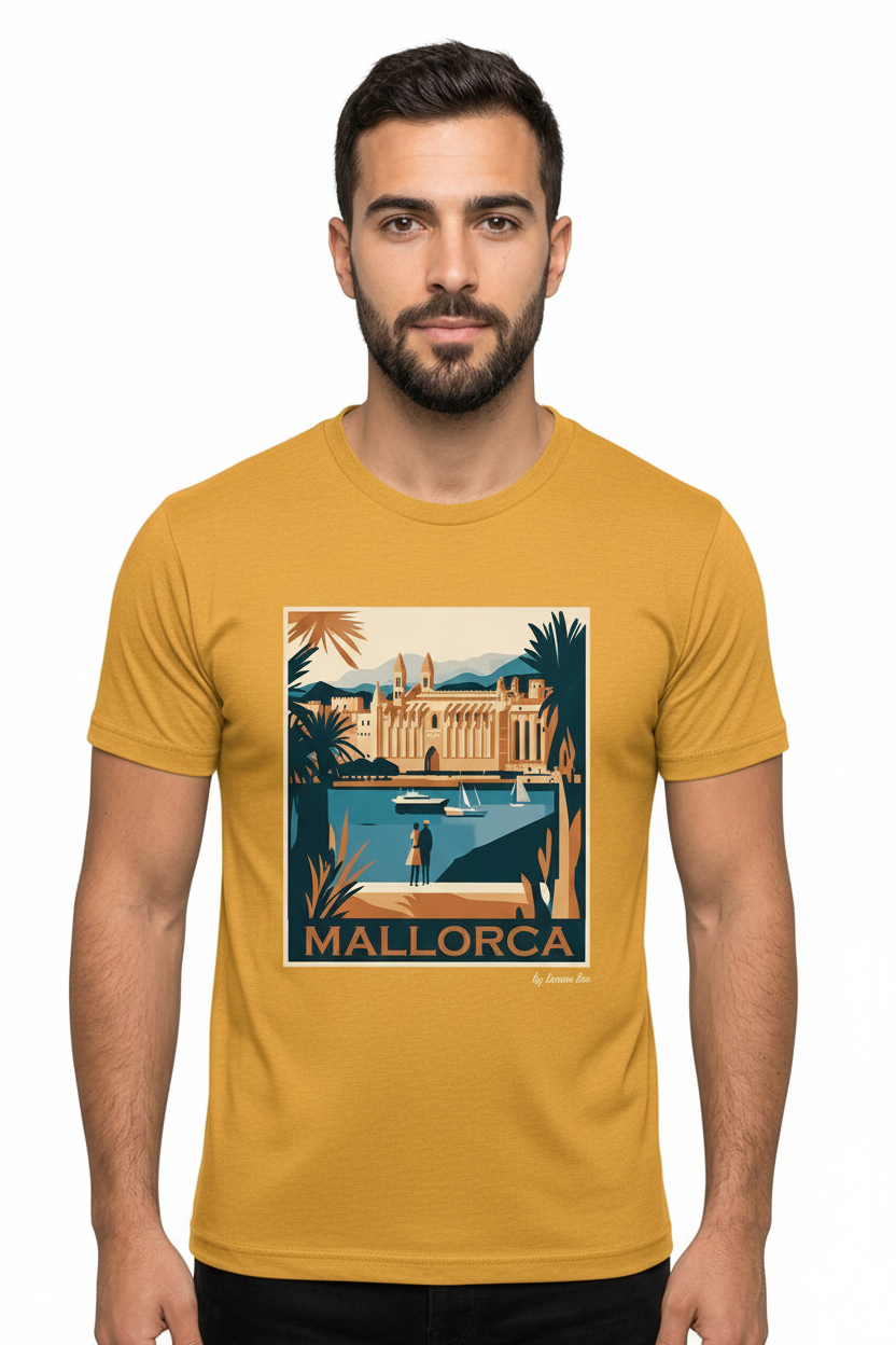Camiseta "Mallorca Vintage Poster" – 100% Algodón con Estampado DTF