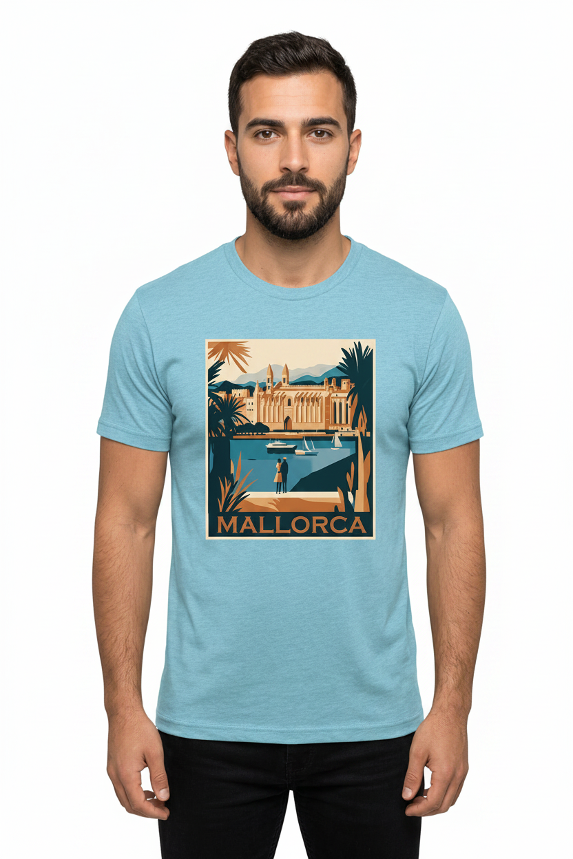 Camiseta "Mallorca Vintage Poster" – 100% Algodón con Estampado DTF