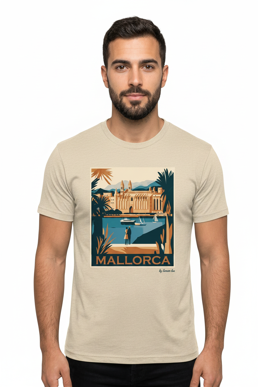 Camiseta "Mallorca Vintage Poster" – 100% Algodón con Estampado DTF