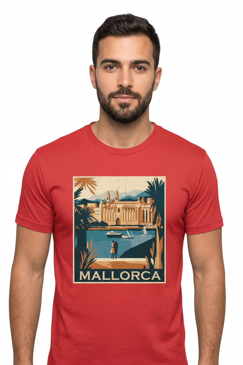 Camiseta "Mallorca Vintage Poster" – 100% Algodón con Estampado DTF
